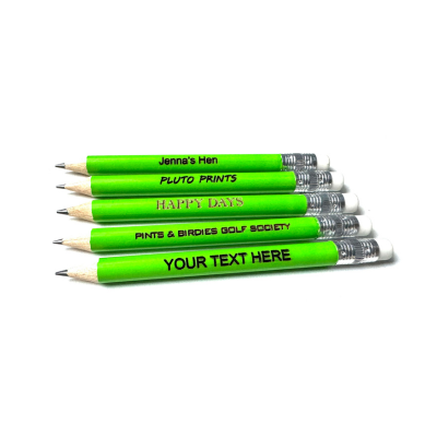 Laser Engraved Mini Neon Green Eraser Pencil