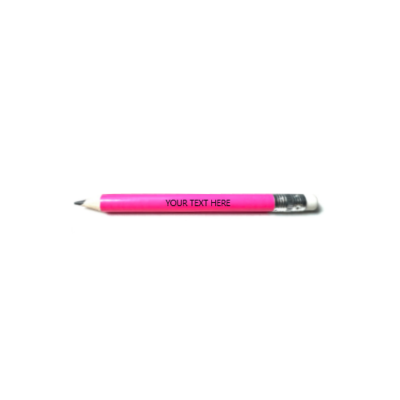 Laser Engraved Mini Neon Pink Eraser Pencil