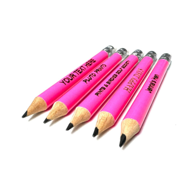 Laser Engraved Mini Neon Pink Eraser Pencil