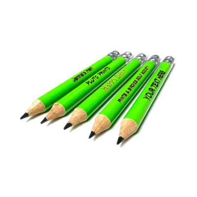 Laser Engraved Mini Neon Green Eraser Pencil