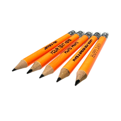 Laser Engraved Mini Neon Orange Eraser Pencil