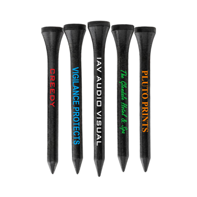 70mm Black Printed Golf Tees