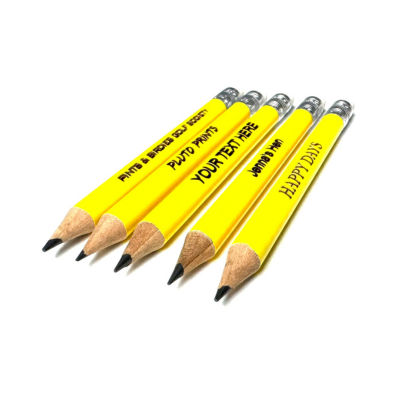 Laser Engraved Mini Neon Yellow Eraser Pencil