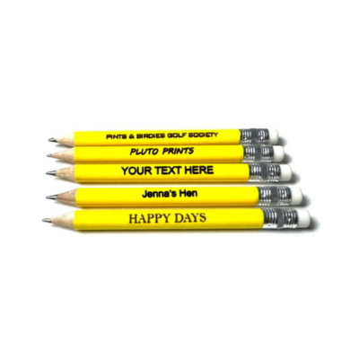 Laser Engraved Mini Neon Yellow Eraser Pencil